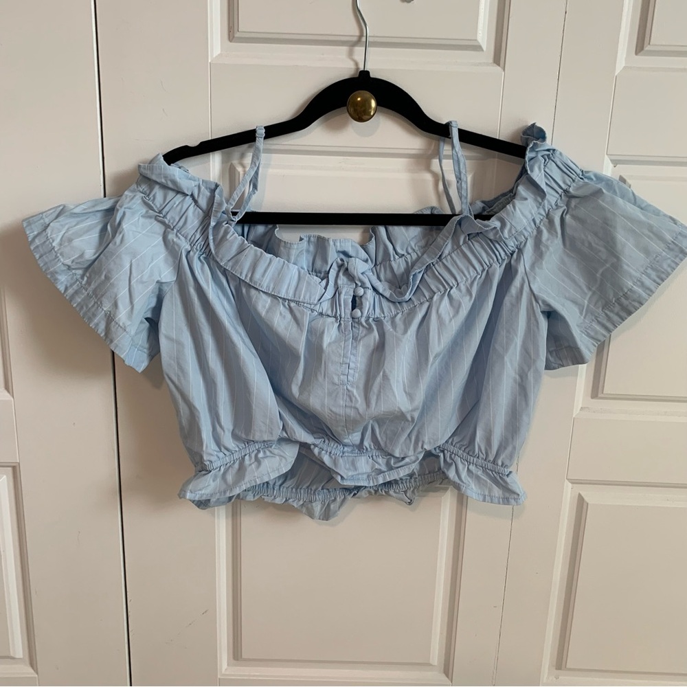 Light Blue Off-Shoulder Women's Top